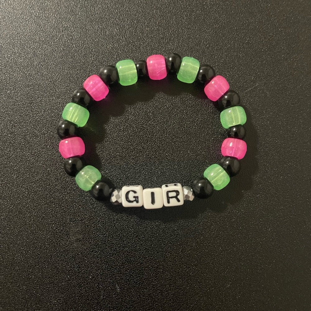 Gir Kandi Bracelet Handmade Rave Accessory Green Pink Black